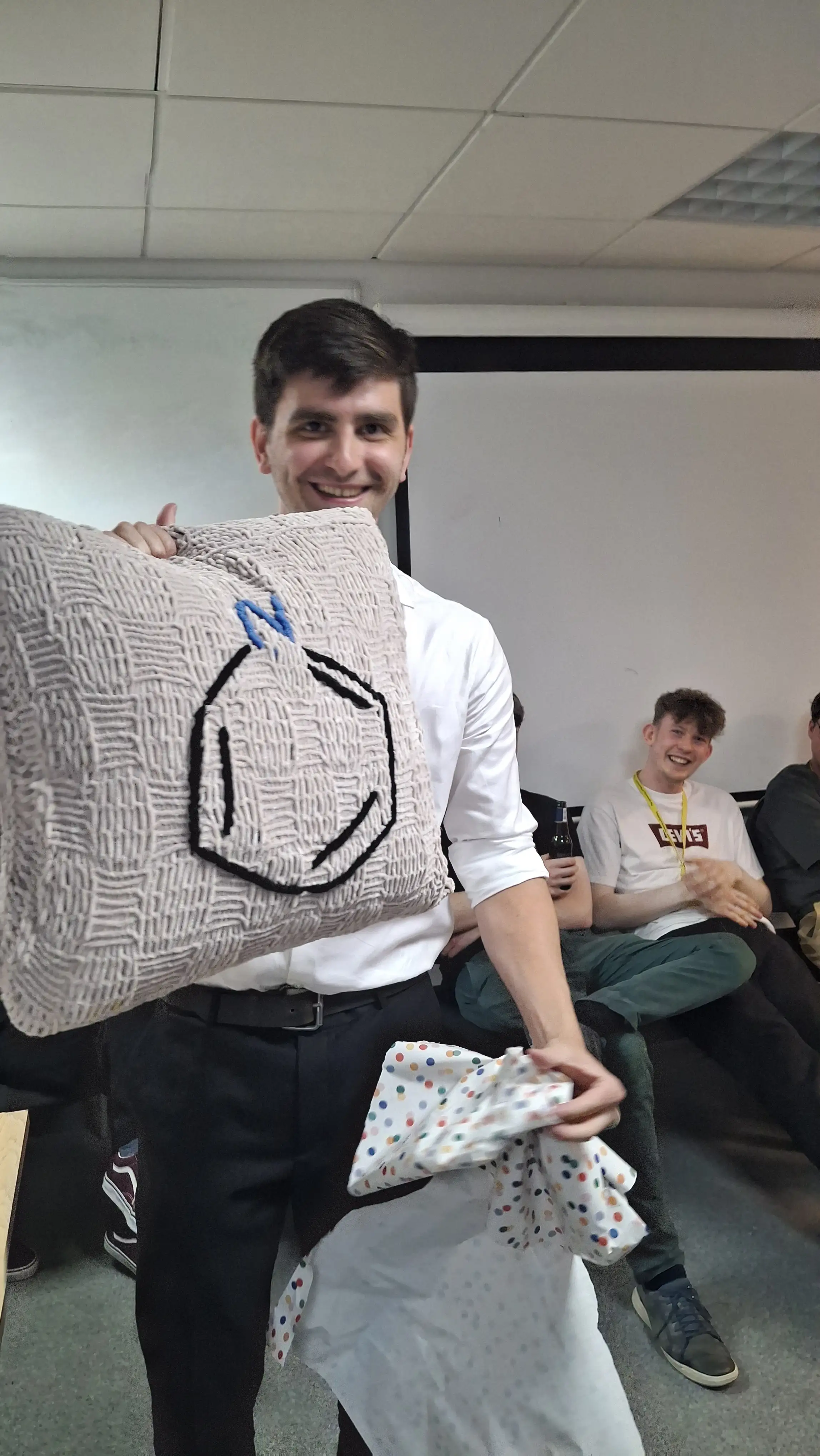 Ross enjoying his new cushion with a pyridine molecule on it.